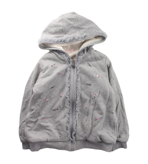 A Grey Zippered Sweatshirts from Mezzo Piano in size 7Y for girl. (Front View)