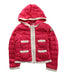 A Red Puffer/Quilted Jackets from Moncler in size 4T for girl. (Front View)