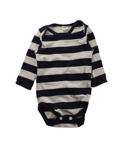 A Blue Long Sleeve Bodysuits from Nature Baby in size 6-12M for boy. (Front View)