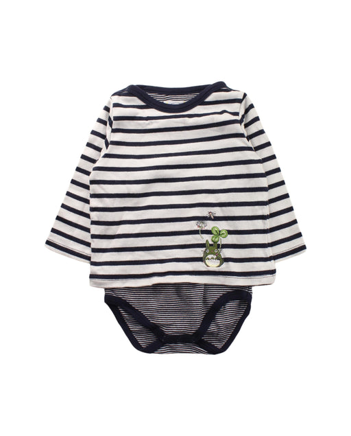 A Blue Long Sleeve Bodysuits from Petit Bateau in size 12-18M for girl. (Front View)