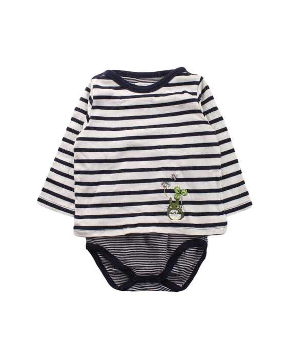 A Blue Long Sleeve Bodysuits from Petit Bateau in size 12-18M for girl. (Front View)