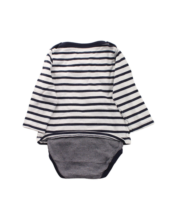 A Blue Long Sleeve Bodysuits from Petit Bateau in size 12-18M for girl. (Back View)