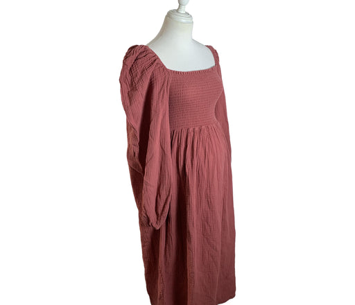 A Burgundy Long Sleeve Dresses from Nothing Fits But in size L for maternity. (Front View)