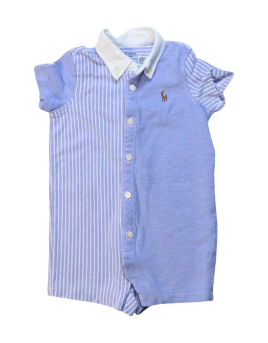 A Blue Short Sleeve Rompers from Ralph Lauren in size 3-6M for boy. (Front View)