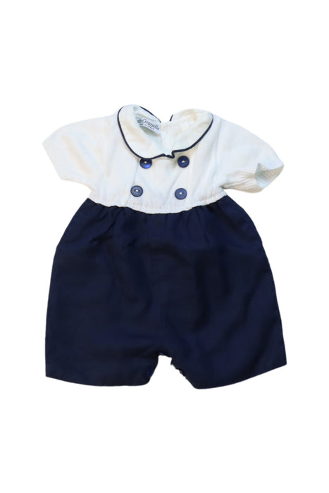 A Navy Short Sleeve Rompers from Baby Graziella in size 0-3M for neutral. (Front View)