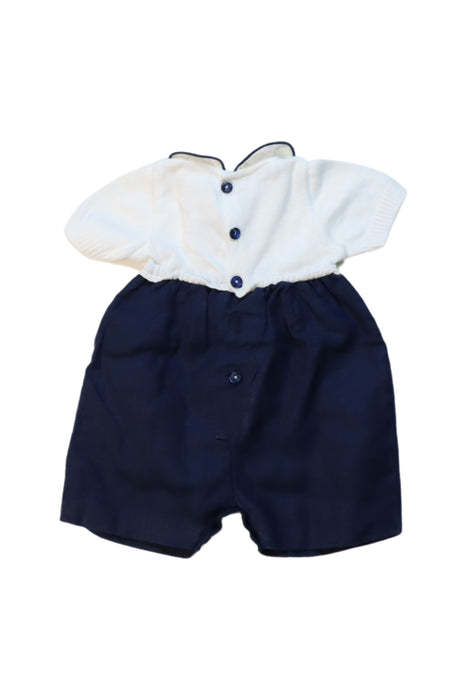 A Navy Short Sleeve Rompers from Baby Graziella in size 0-3M for neutral. (Back View)