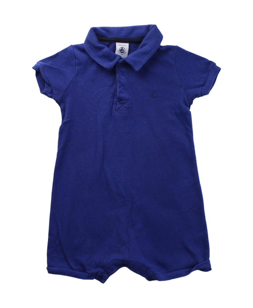 A Blue Short Sleeve Rompers from Petit Bateau in size 6-12M for boy. (Front View)