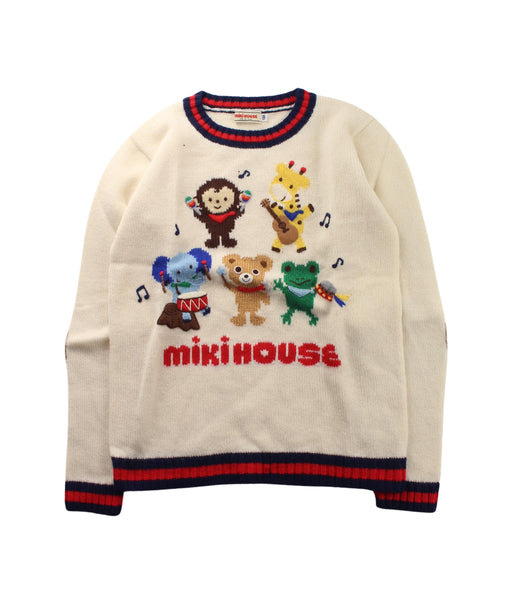 A White Knit Sweaters from Miki House in size 7Y for boy. (Front View)