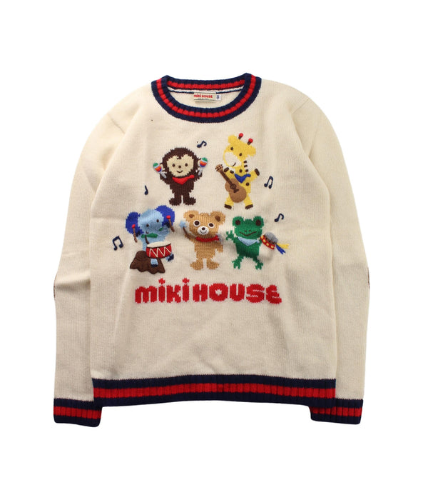 A White Knit Sweaters from Miki House in size 7Y for boy. (Front View)