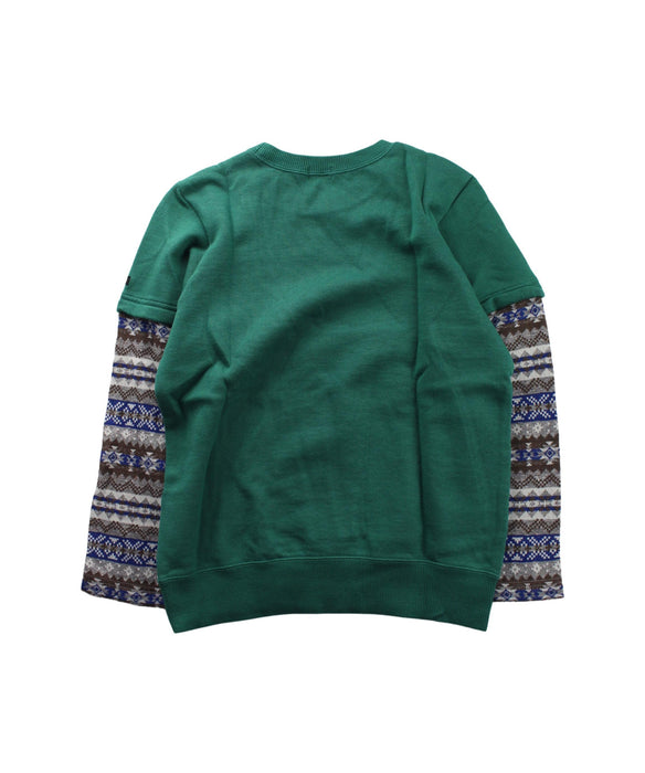 A Green Crewneck Sweatshirts from Miki House in size 7Y for boy. (Back View)