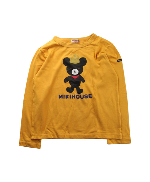 A Yellow Long Sleeve T Shirts from Miki House in size 7Y for boy. (Front View)