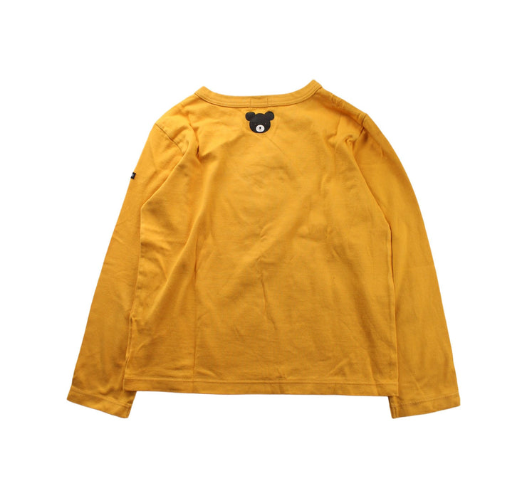 A Yellow Long Sleeve T Shirts from Miki House in size 7Y for boy. (Back View)