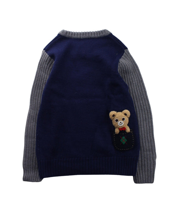 A Blue Knit Sweaters from Miki House in size 5T for boy. (Back View)