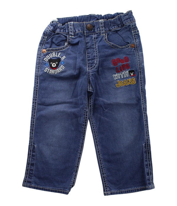 A Blue Jeans from Miki House in size 7Y for girl. (Front View)