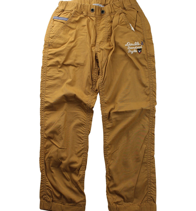 A Yellow Casual Pants from Miki House in size 7Y for boy. (Front View)