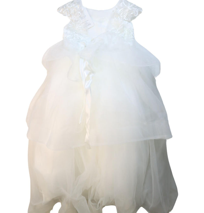 A White Short Sleeve Dresses from CQDY in size 6T for girl. (Back View)