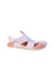 A White Sandals from Nike in size 6T for girl. (Front View)