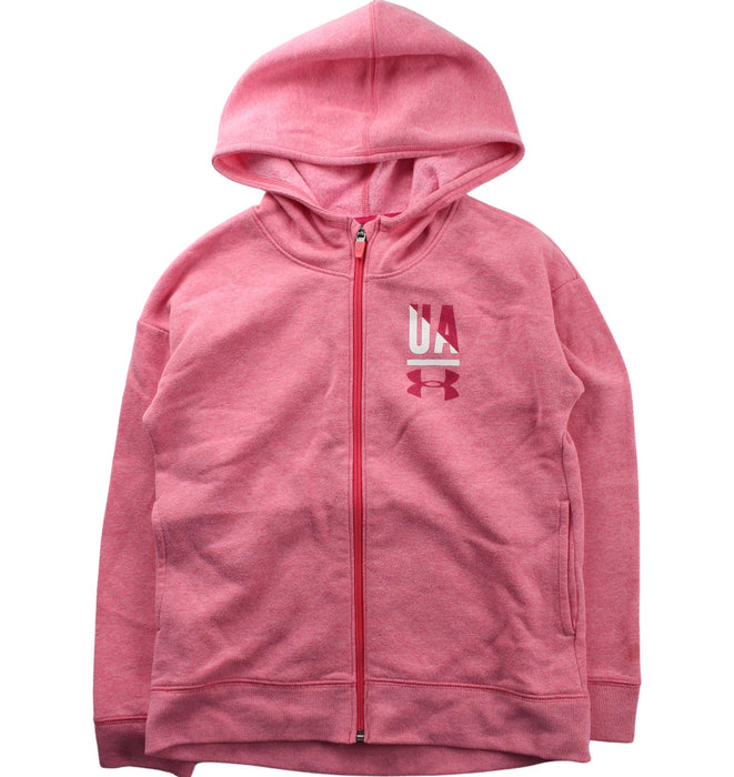 A Pink Zippered Sweatshirts from Under Armour in size 10Y for girl. (Front View)