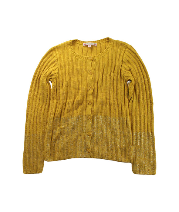 A Yellow Cardigans from Bonpoint in size 8Y for girl. (Front View)