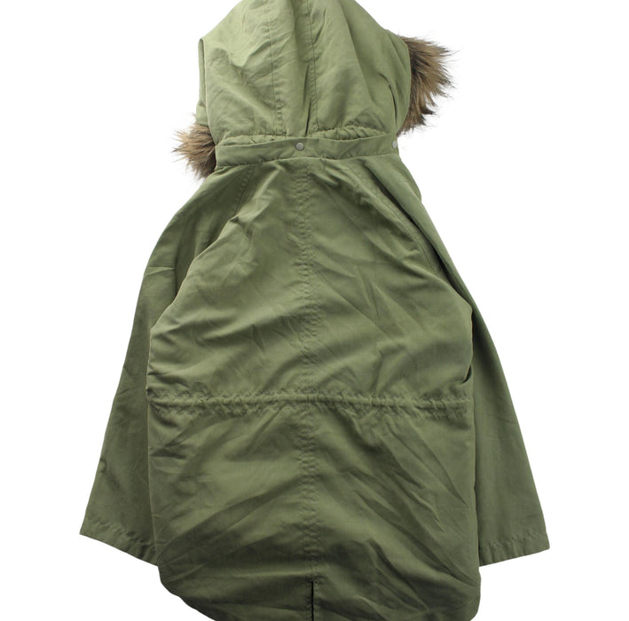 A Green Coats from Kladskap in size 7Y for boy. (Back View)