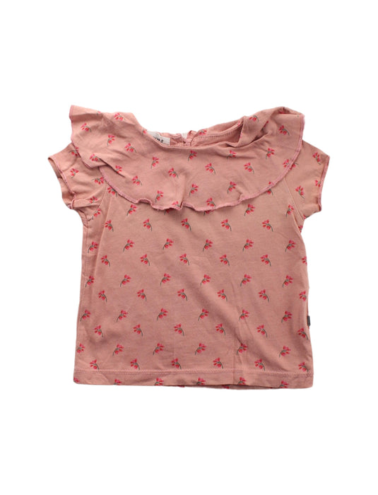 A Peach Short Sleeve Tops from Oeuf in size 6-12M for girl. (Front View)