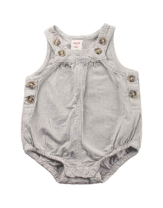 A Grey Overall Shorts from Seed in size 3-6M for neutral. (Front View)