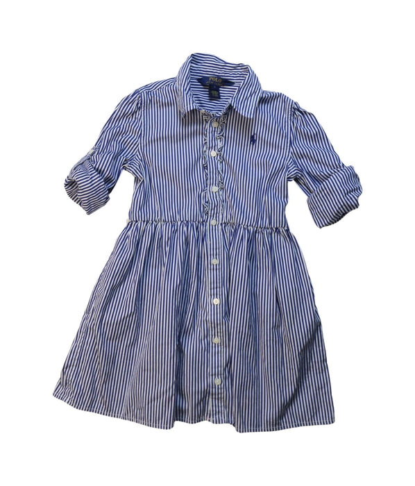 A Blue Long Sleeve Dresses from Polo Ralph Lauren in size 5T for girl. (Front View)