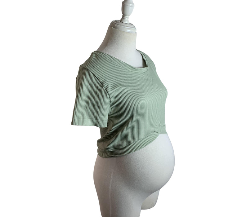 A Green Short Sleeve Tops from Mamalicious in size L for maternity. (Front View)