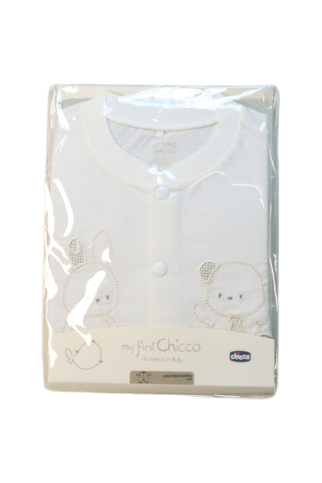 A White Short Sleeve Rompers from Chicco in size 3-6M for neutral. (Front View)