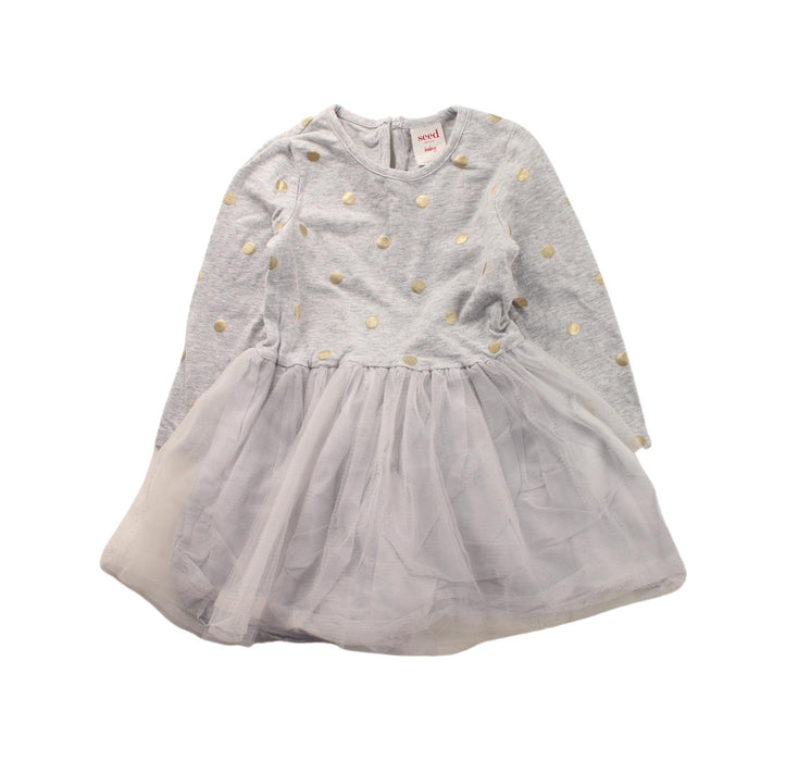 A Grey Long Sleeve Dresses from Seed in size 6-12M for girl. (Front View)