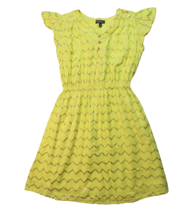 A Yellow Sleeveless Dresses from Velveteen in size 8Y for girl. (Front View)