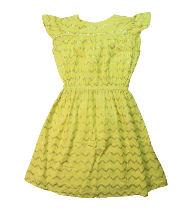 A Yellow Sleeveless Dresses from Velveteen in size 8Y for girl. (Back View)