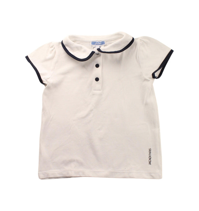 A White Short Sleeve Polos from Jacadi in size 4T for girl. (Front View)
