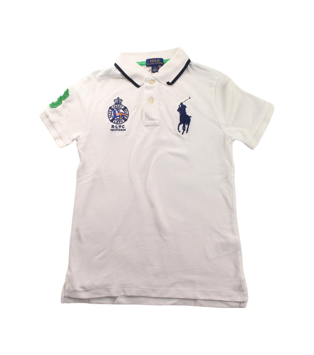 A White Short Sleeve Polos from Polo Ralph Lauren in size 7Y for boy. (Front View)