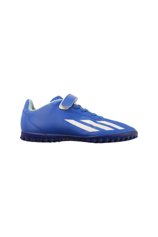 A Blue Cleats/Soccer Shoes from Adidas in size 9Y for boy. (Front View)