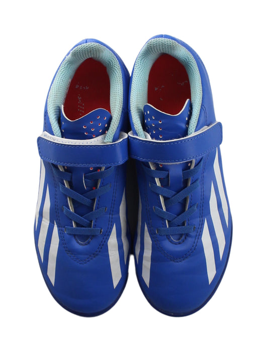 A Blue Cleats/Soccer Shoes from Adidas in size 9Y for boy. (Back View)