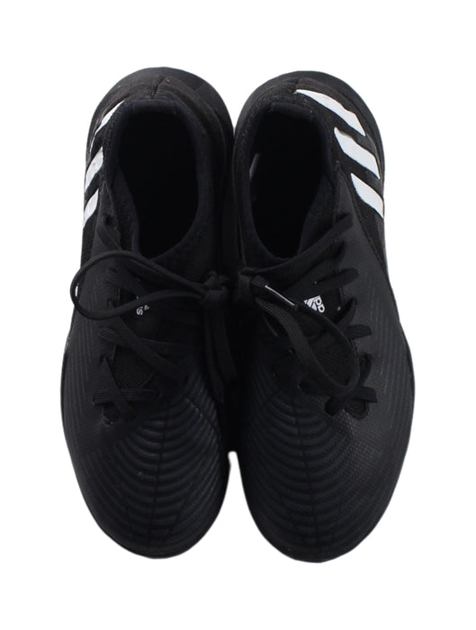 A Black Cleats/Soccer Shoes from Adidas in size 7Y for boy. (Back View)