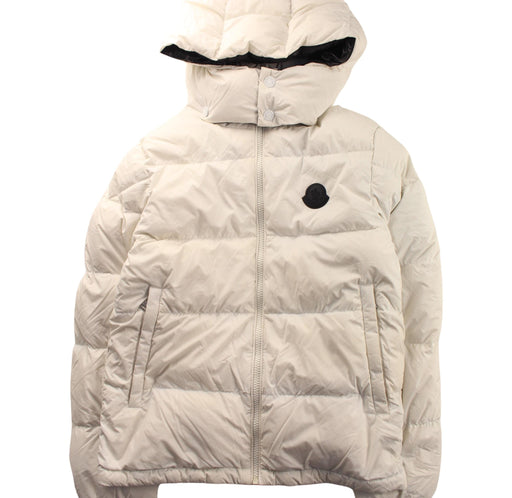 A White Puffer/Quilted Jackets from Moncler in size 12Y for boy. (Front View)