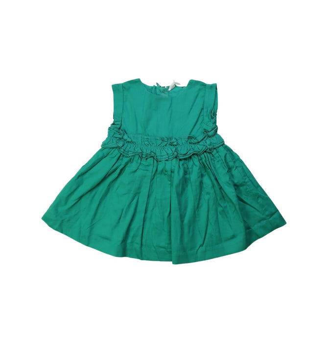 A Green Sleeveless Dresses from Chateau de Sable in size 3-6M for girl. (Front View)