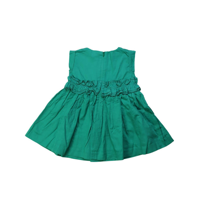 A Green Sleeveless Dresses from Chateau de Sable in size 3-6M for girl. (Back View)