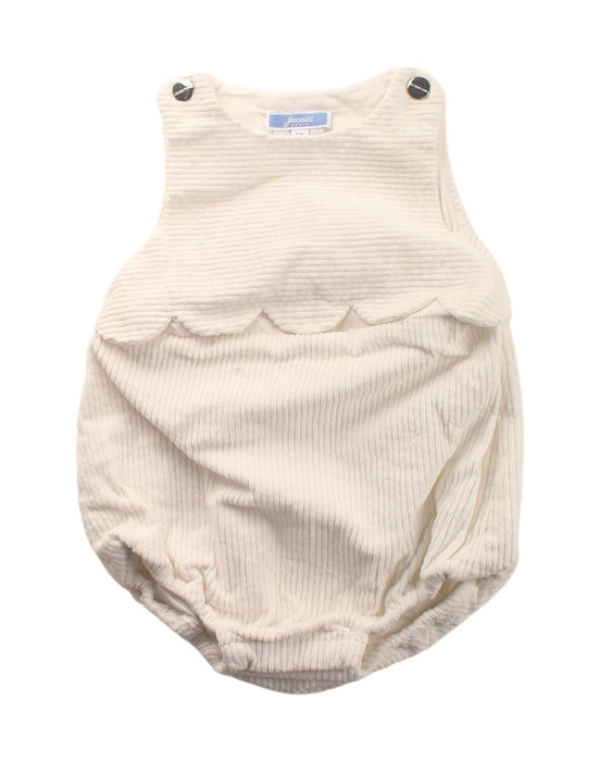 A White Overall Shorts from Jacadi in size 3-6M for girl. (Front View)