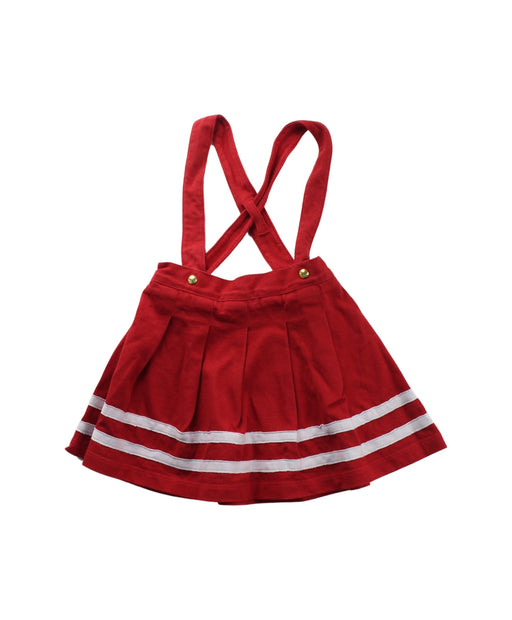 A Red Overall Dresses from Petit Bateau in size 3T for girl. (Front View)