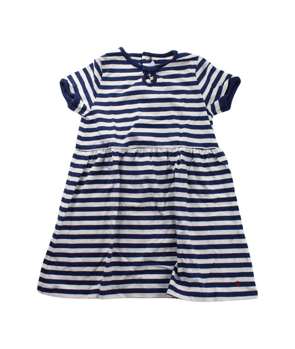 A Blue Short Sleeve Dresses from Petit Bateau in size 3T for girl. (Front View)