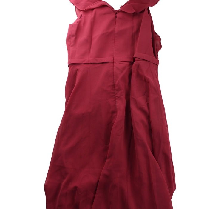 A Red Sleeveless Dresses from JJ's House in size 12Y for girl. (Back View)