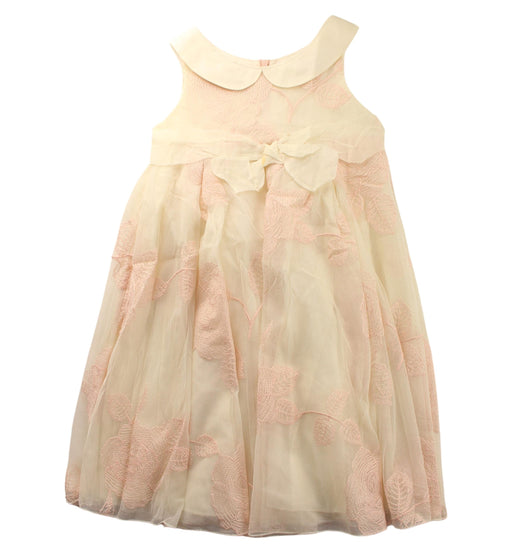 A Ivory Sleeveless Dresses from I Pinco Pallino in size 6T for girl. (Front View)