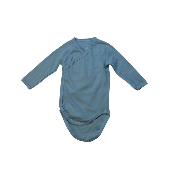 A Teal Long Sleeve Bodysuits from Petit Bateau in size 3-6M for neutral. (Front View)