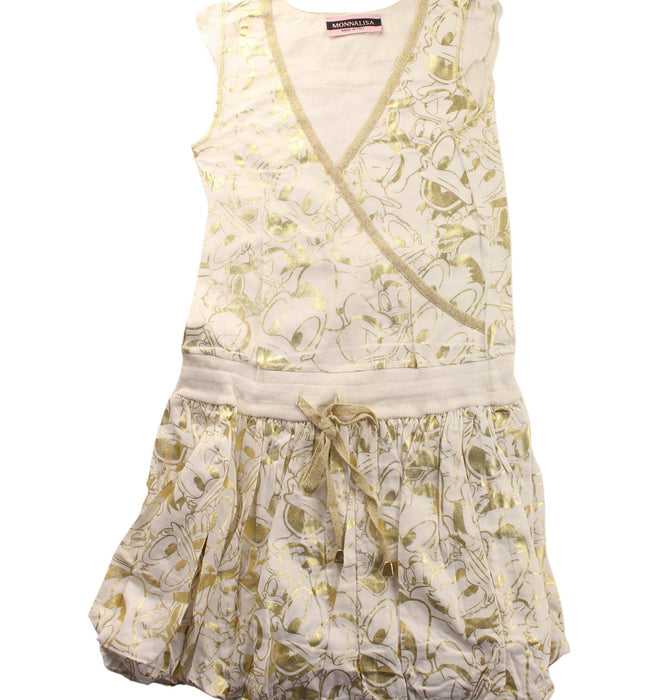 A Gold Sleeveless Dresses from Monnalisa in size 8Y for girl. (Front View)