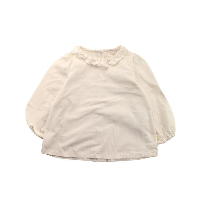 A White Long Sleeve Tops from Les Enfantines in size 3T for girl. (Front View)