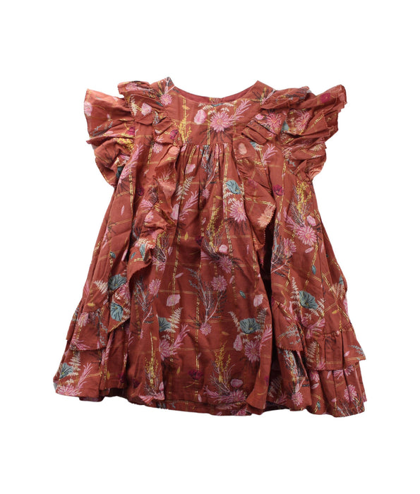 A Brown Short Sleeve Dresses from Velveteen in size 3T for girl. (Front View)