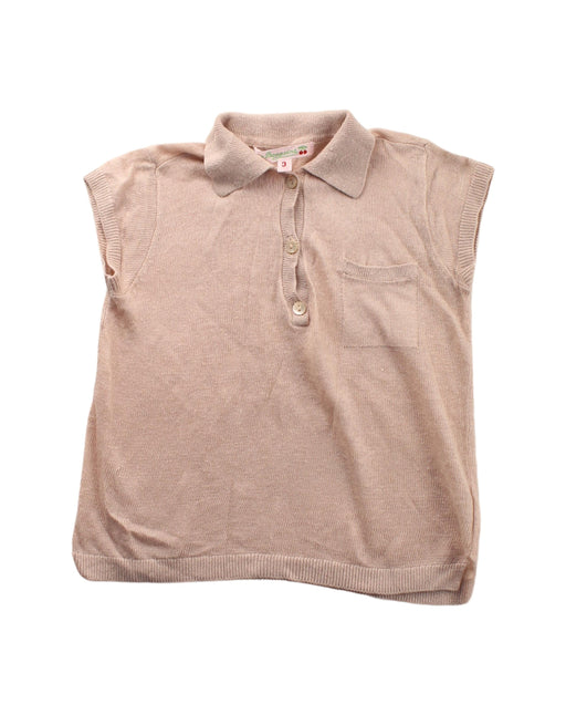 A Beige Short Sleeve Polos from Bonpoint in size 3T for girl. (Front View)